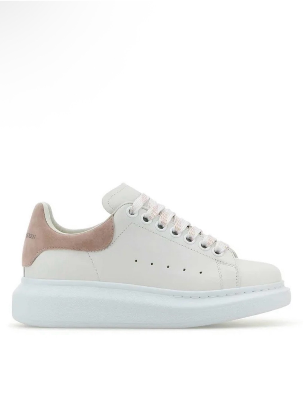 Alexander Mcqueen White Leather Platform Sneaker With Blush Heel